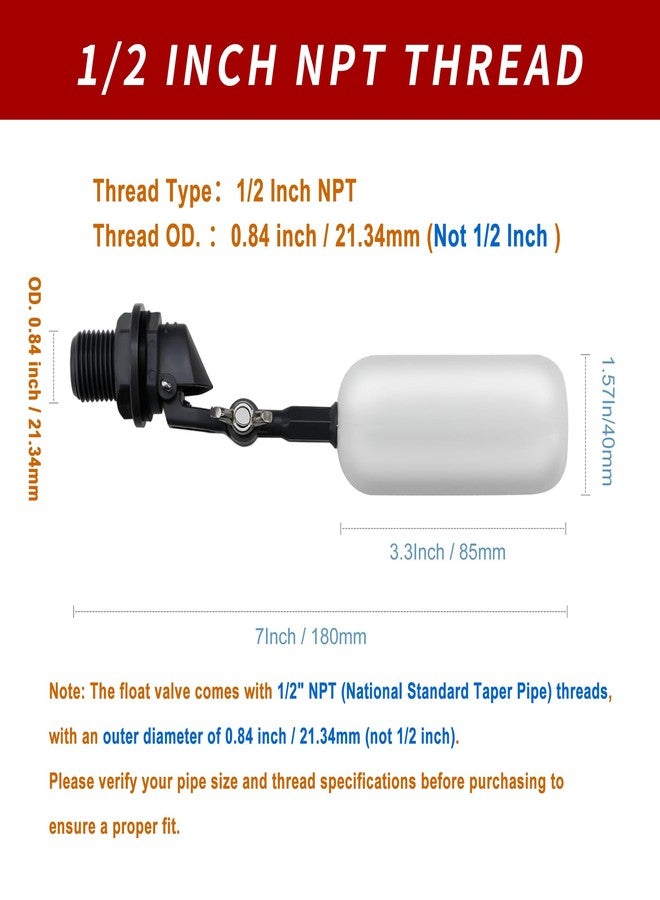 Timsec 2 Pack 1/2 Inch Float Ball Valve, Adjustable Arm for Livestock Water Trough, Aquariums, Hydroponics - Automatic Fill and Control Water Level - Image 4
