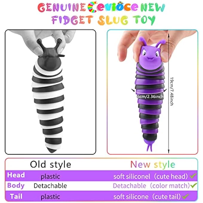 Cevioce Fidget Slug Toy, Sensory Slug Fidget Toys for Kids & Adults, 3 PCS Autism Sensory Toys for Autistic Children Toddlers, Toddler Toys - 3 4 5 6 7 8+ Year Old Girl Boy Birthday Gifts A - Image 5