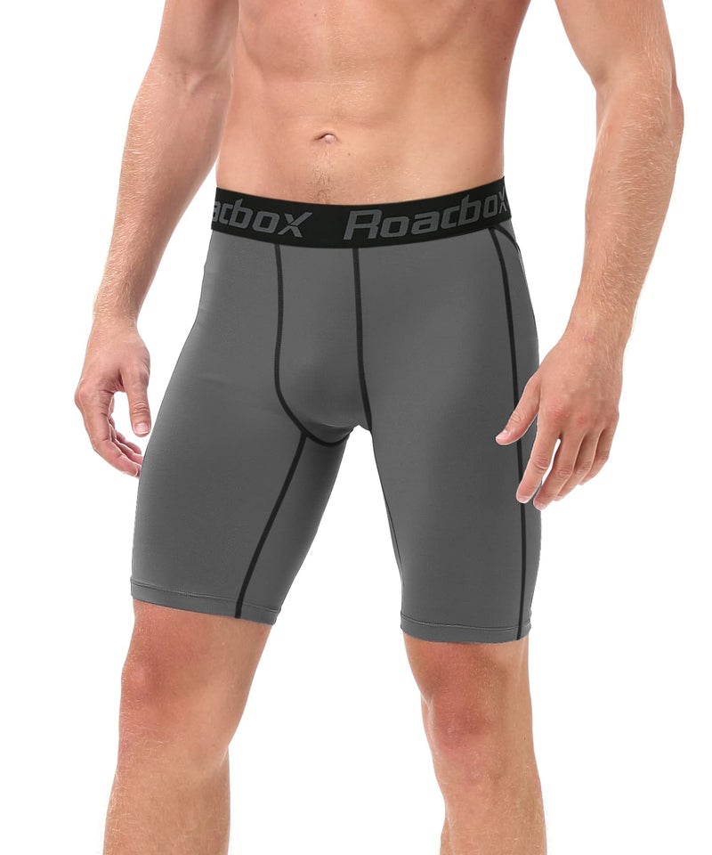 Roadbox Compression Shorts for Men Athletic Workout Underwear Running Gym Spandex Short Sports(Black,Gray,Navy,M) - Image 3