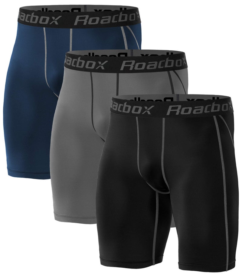 Roadbox Compression Shorts for Men Athletic Workout Underwear Running Gym Spandex Short Sports(Black,Gray,Navy,M) - Image 1