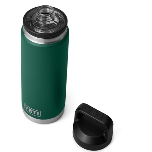 YETI Rambler 26 oz Bottle, Vacuum Insulated, Leakproof, Stainless Steel with Chug Cap, Black Forest Green - Image 1