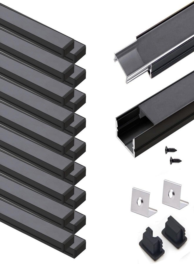 VST 20pack 3.3ft LED Channel, U Shape Led Diffuser Channel, LED Aluminum Channel System with Black Cover, End Caps and Mounting Clips, Aluminum Profile for LED Strip Light Very Easy Installation - Image 1