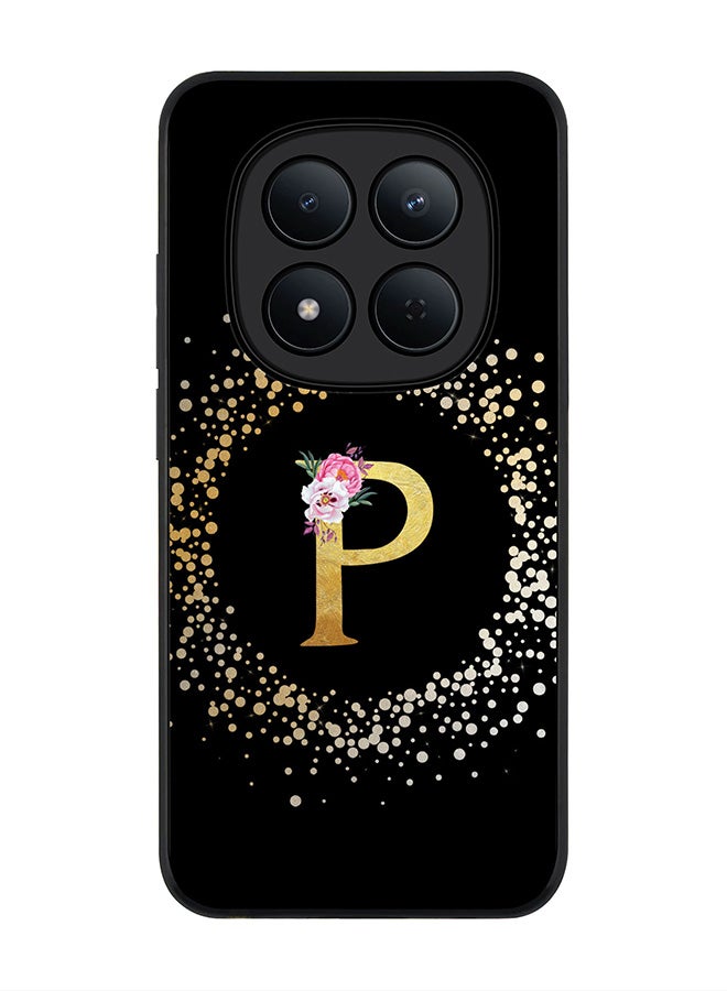 For Xiaomi Redmi Note 15 Pro 5G Case,Slim fit Camera Protection, Shockproof Thin Phone cover  - Custom Monogram Floral - P ( Black )