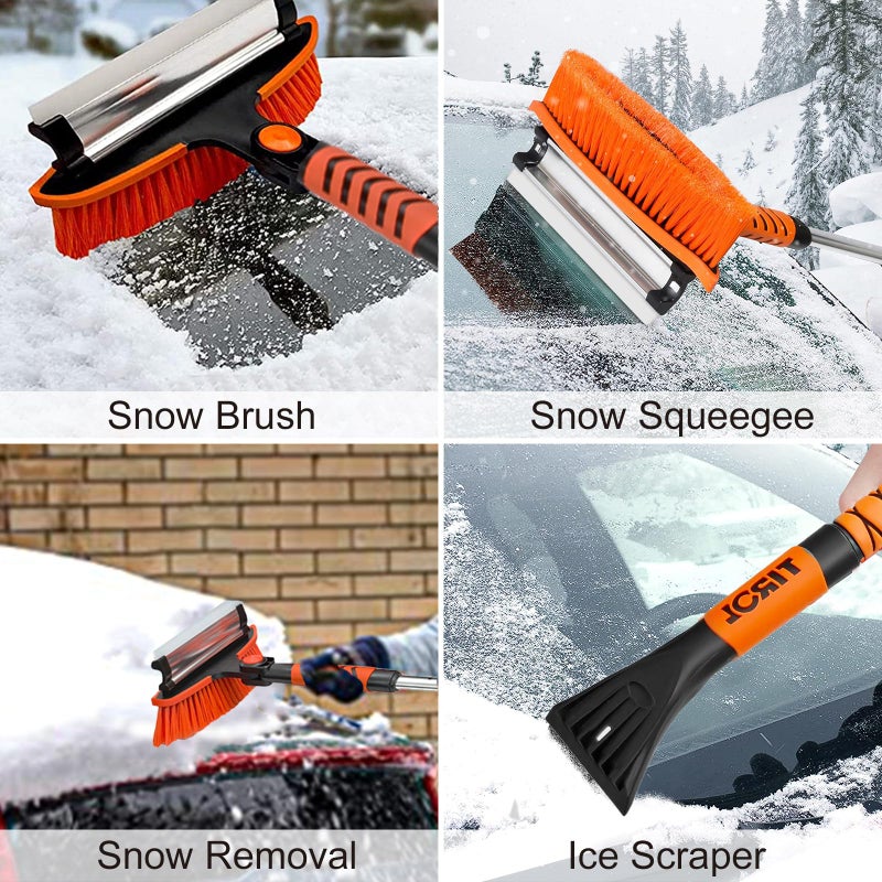 Tirol 42'' Ice Scraper and Extendable Snow Brush Emergency Snow Shovel Snow Broom with Foam Grip 180Â° Pivoting Brush Head Snow Scraper for Cars, Trucks, SUVs, Vehicle - Image 3