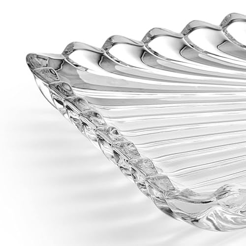WRINGO Plate Set of 1 pcs Bead Rim Decorative 15 inch Crystal Clear Glass Plate- Dry Fruits Sweets Chocolate Snack Plate for Dining,Catering Event, Dinner Parties,Wedding Dinner Plate (WS-04) - Image 3