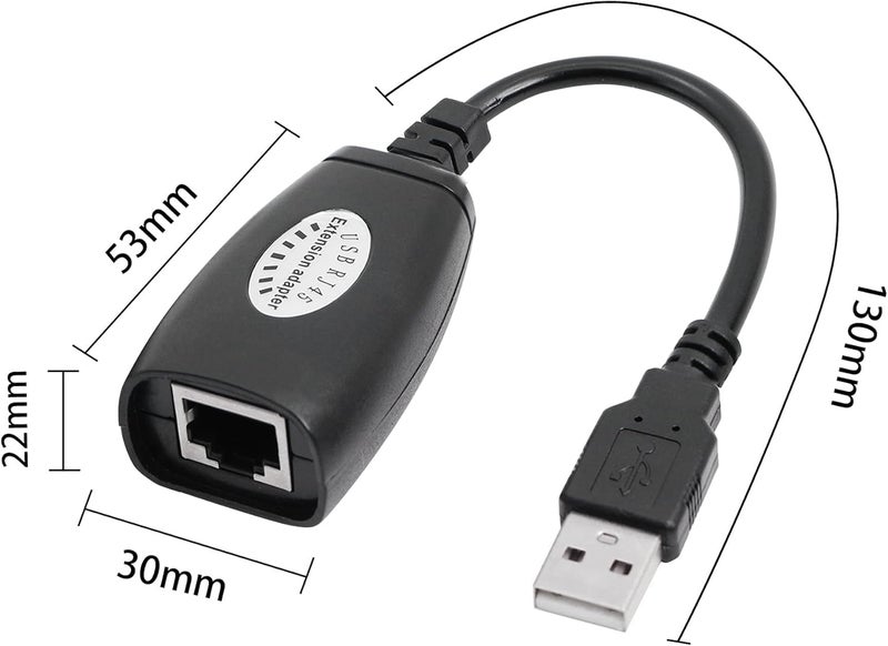 USB 2.0 Ethernet Extender Adapter USB to RJ45 Ethernet Plug to 50 m for CAT6/5/5e Extension Cable Adapter - Image 2