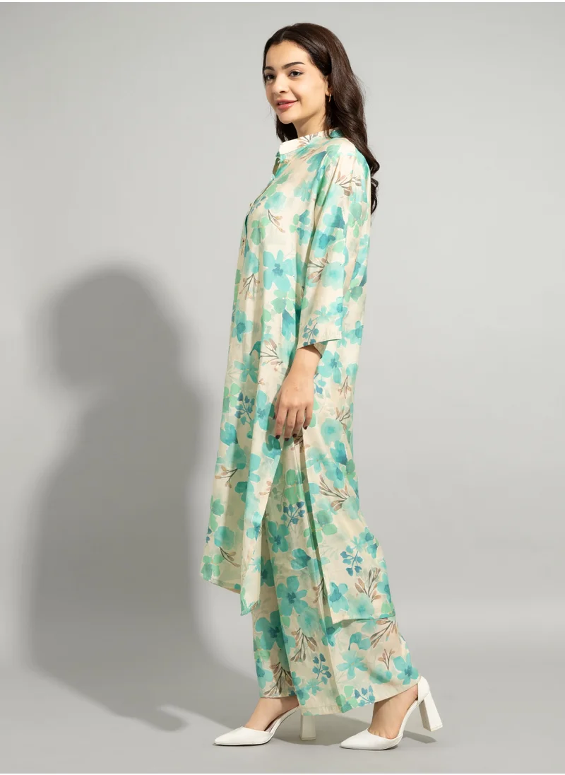 IKKXA Two-Piece Floral Punjabi Set IN9067 Green