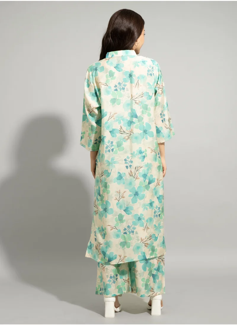 IKKXA Two-Piece Floral Punjabi Set IN9067 Green
