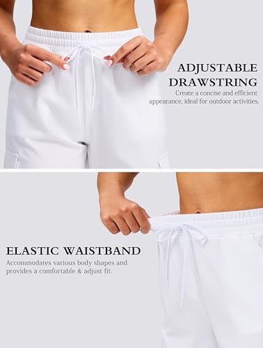 Viodia 15" Long Shorts for Women Hiking Cargo Bermuda Shorts Lightweight Quick Dry Knee Length Capris for Summer Travel Fishing White - Image 5
