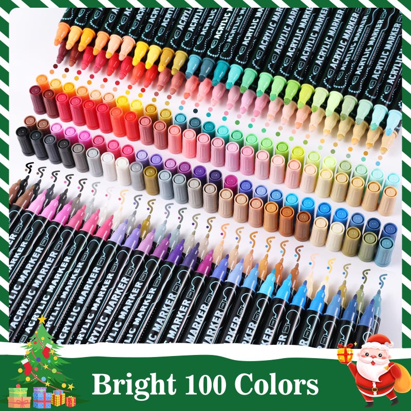 nauets 100 Colors Waterproof Dual Tip Acrylic Paint Markers, Premium Dot & Fine Tip Coloring Paint Pens Set for Paper, Rock, Wood, Fabric, Canvas, Glass, Ceramic and DIY Crafts Art Supplies - Image 4