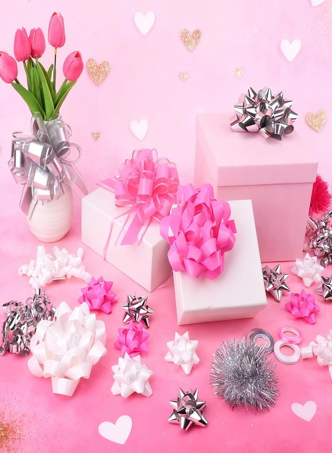 HEYTIMI HEYTIMl 48 Pcs Valentine Day Pink Gift Bows for Wrapping Assortment Set 42 Multi-Colored Assorted Size Self Adhesive Present Bows and 6 Rolls Curling Ribbons for Gift Wrapping Holiday Parties Decor - Image 5