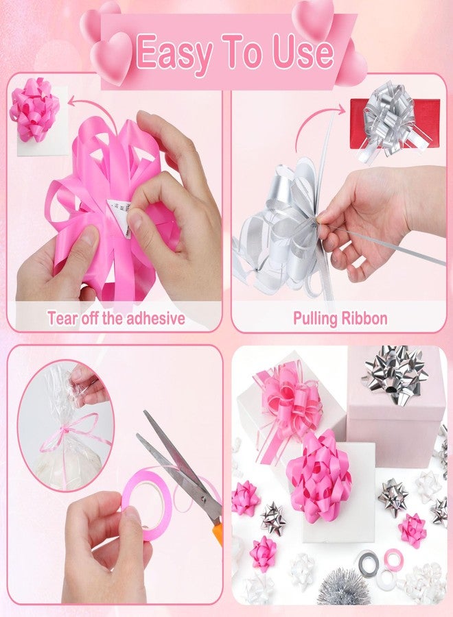 HEYTIMI HEYTIMl 48 Pcs Valentine Day Pink Gift Bows for Wrapping Assortment Set 42 Multi-Colored Assorted Size Self Adhesive Present Bows and 6 Rolls Curling Ribbons for Gift Wrapping Holiday Parties Decor - Image 4