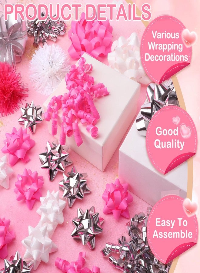 HEYTIMI HEYTIMl 48 Pcs Valentine Day Pink Gift Bows for Wrapping Assortment Set 42 Multi-Colored Assorted Size Self Adhesive Present Bows and 6 Rolls Curling Ribbons for Gift Wrapping Holiday Parties Decor - Image 3