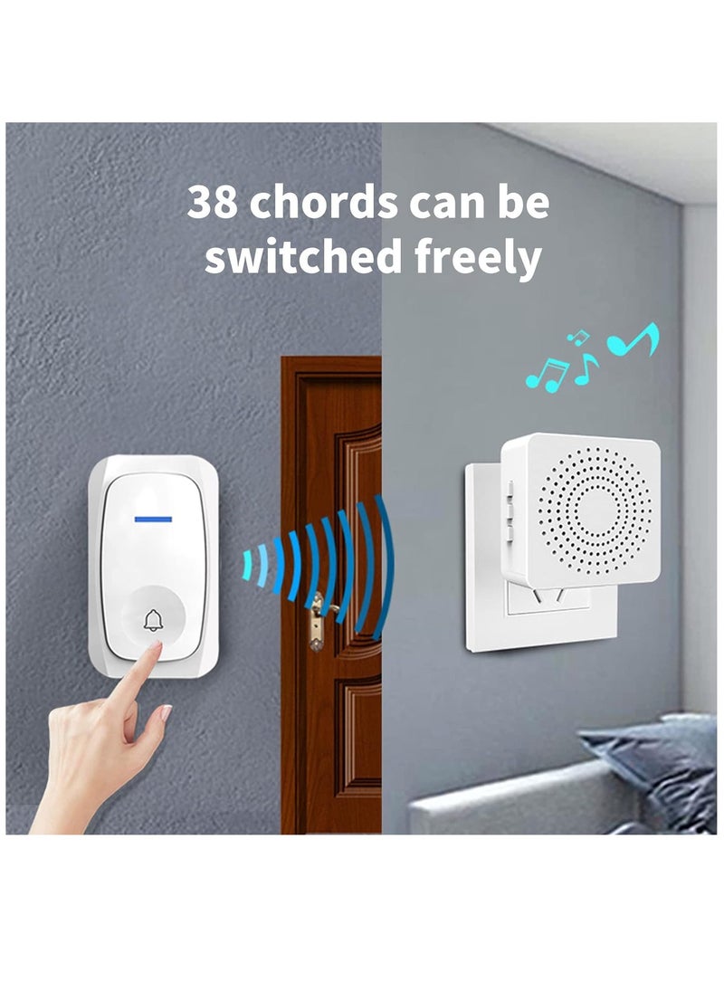 Generic - Digital Wireless DC Doorbell Wiring Free, Adjustable Volume 38 Ringtones, Door Chime Kit Pager Strong Signal Can Penetrate 3 to 4 Wall Range up to 150 Meters - Image 1