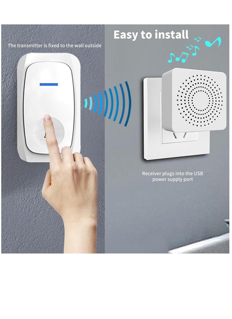 Generic - Digital Wireless DC Doorbell Wiring Free, Adjustable Volume 38 Ringtones, Door Chime Kit Pager Strong Signal Can Penetrate 3 to 4 Wall Range up to 150 Meters - Image 1
