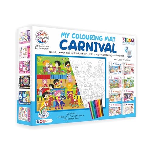 Ratna's My Coloring Mat Carnival Printed Mat of Size 40 x 27 Inches, Washable & Reusable Colouring Kit for Kids 3+ Years - Image 4