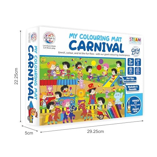 Ratna's My Coloring Mat Carnival Printed Mat of Size 40 x 27 Inches, Washable & Reusable Colouring Kit for Kids 3+ Years - Image 5
