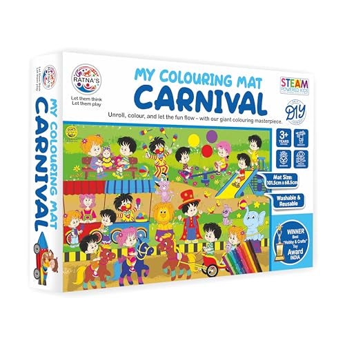 Ratna's My Coloring Mat Carnival Printed Mat of Size 40 x 27 Inches, Washable & Reusable Colouring Kit for Kids 3+ Years - Image 1