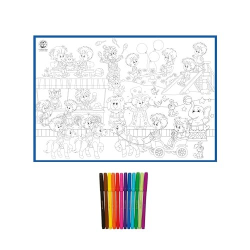 Ratna's My Coloring Mat Carnival Printed Mat of Size 40 x 27 Inches, Washable & Reusable Colouring Kit for Kids 3+ Years - Image 2