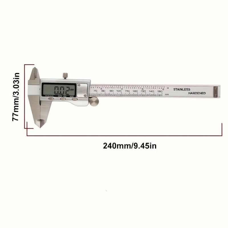 Digital Caliper 6 Inch Measuring Tool With Large LCD Screen Auto Off Inch Metric Fraction Switch - Image 2