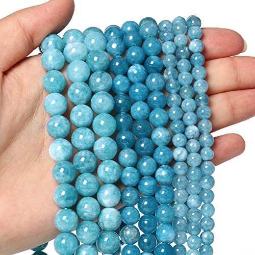 35pcs 10mm Natural Stone Beads Blue Chalcedony Beads Crystal Gemstone for Jewelry Making DIY Bracelet Necklace