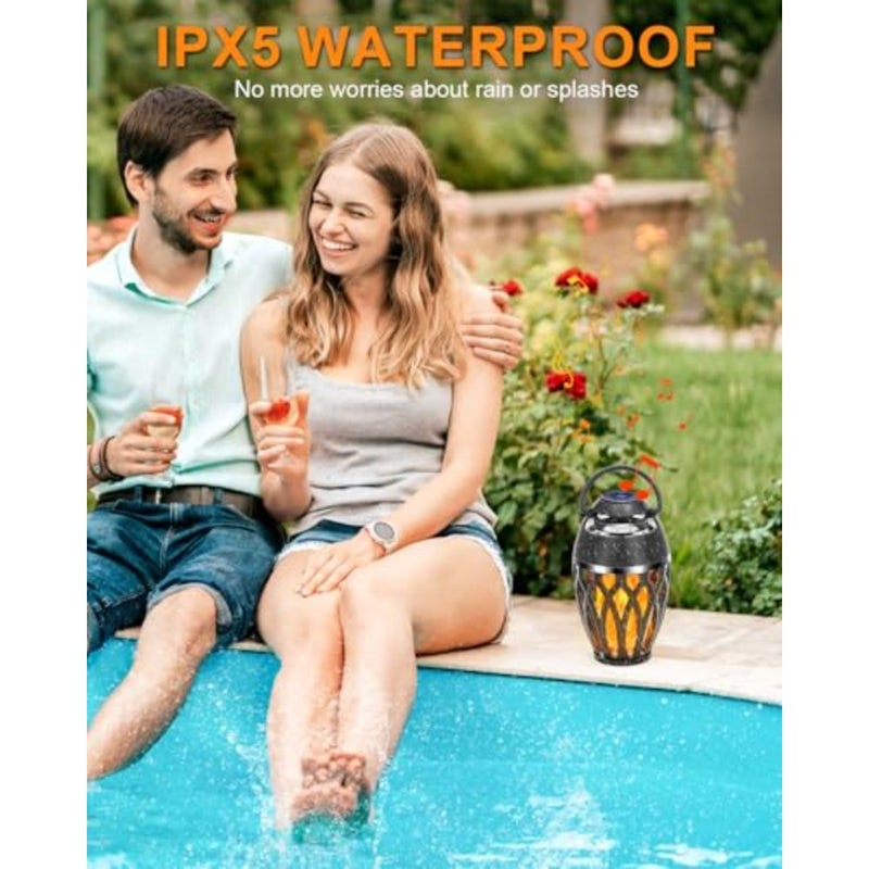 Outdoor Bluetooth Speakers, Bluetooth 5.0 Led Flame Speaker, IPX5 Waterproof Flame Torch Atmosphere Speaker, Patio Speakers Gifts for Men Women, Decorations for Party Garden Home - Image 3