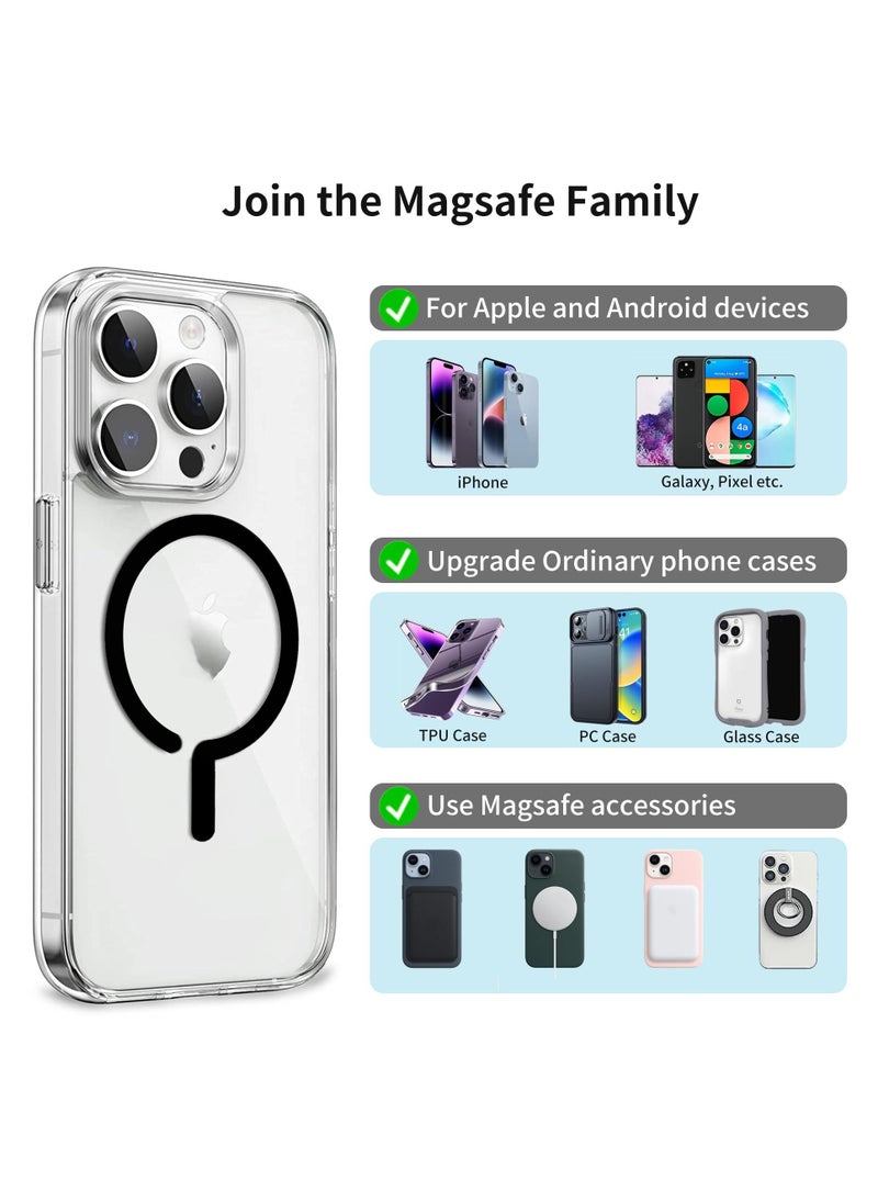 SYOSI - 4Pcs Universal Metal Rings Compatible with Magsafe Sticker Magnetic Wireless Car Charger Black - Image 1