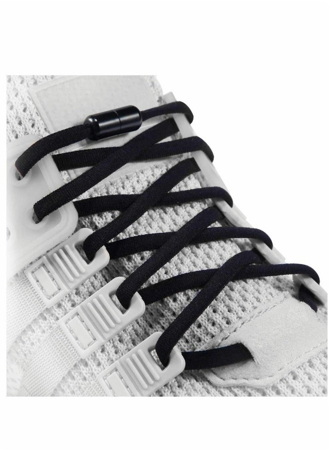 Elastic No Tie Shoe Laces For Adults,Kids,Elderly,System With Elastic Shoe Laces(2 Pairs), 02-black, X-Large
