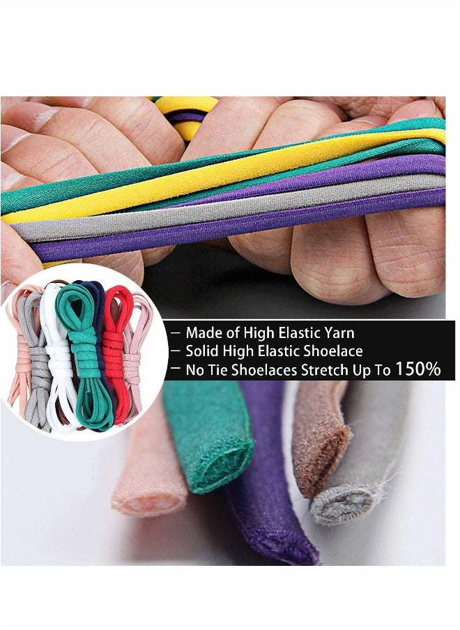 Elastic No Tie Shoe Laces For Adults,Kids,Elderly,System With Elastic Shoe Laces(2 Pairs), 02-black, X-Large
