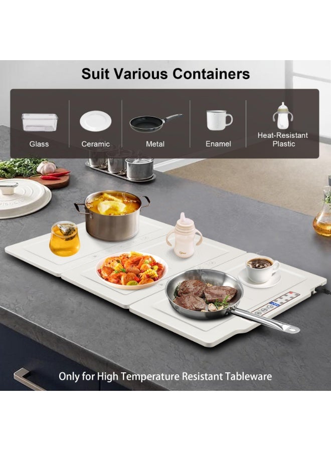 Arabest Electric Warming Tray for Food, Detachable Metal Food Warming Plate with 10 Temperature Settings/12h Timer/Easy Clean, Full Surface Heating Food Warmers for Buffet/Parties/Home Use - Image 5
