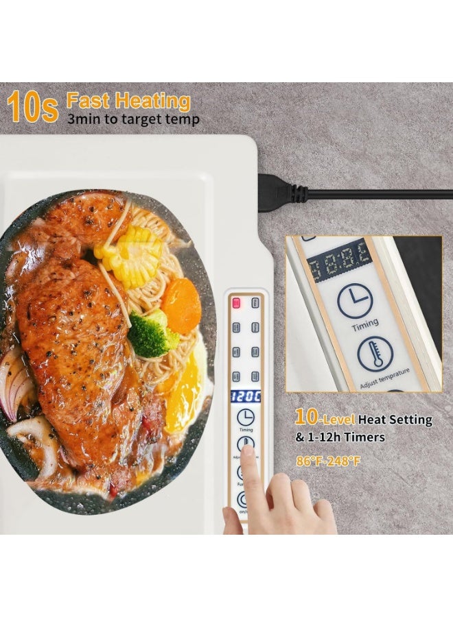 Arabest Electric Warming Tray for Food, Detachable Metal Food Warming Plate with 10 Temperature Settings/12h Timer/Easy Clean, Full Surface Heating Food Warmers for Buffet/Parties/Home Use - Image 3