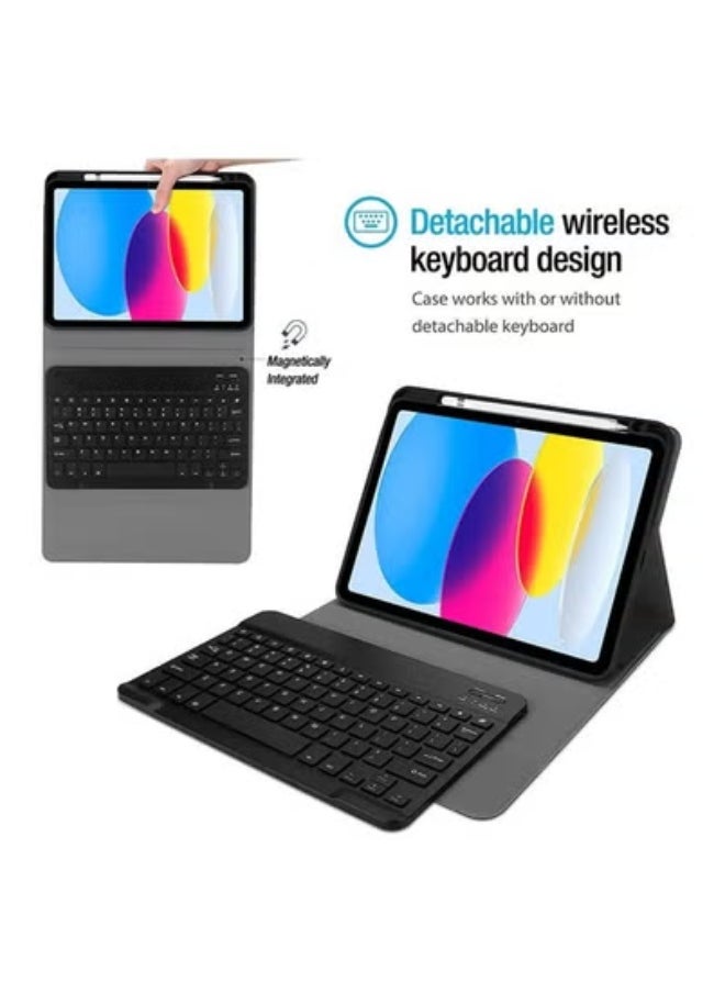 TIGER Smart Cover with Detachable Wireless Keyboard for iPad 2022 (10th Gen) 10.9 inch – Lightweight Slim Case with Bluetooth Keyboard – Portable Protective Stand Cover for Typing & Productivity – Magnetically Removable Keyboard – Travel-Friendly – Black  - Image 4