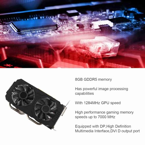 Dilwe Compatible RX 580 Gaming Graphics Card, 8GB GDDR5 256bit with Dual Fans, DP/HDMI/DVI-D Interfaces, PCIe 3.0 x16 for 8K Gaming & Home Office - Image 3