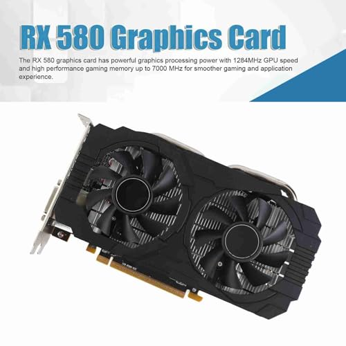 Dilwe Compatible RX 580 Gaming Graphics Card, 8GB GDDR5 256bit with Dual Fans, DP/HDMI/DVI-D Interfaces, PCIe 3.0 x16 for 8K Gaming & Home Office - Image 2