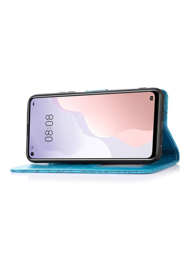 اس-توب جراب لهاتف Huawei nova 7 SE مصنوع من الجلد المنقوش بنقشة عباد الشمس مع حامل وفتحات للبطاقات ومحفظة وحبل تثبيت - Image 5