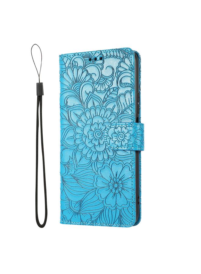 اس-توب جراب لهاتف Huawei nova 7 SE مصنوع من الجلد المنقوش بنقشة عباد الشمس مع حامل وفتحات للبطاقات ومحفظة وحبل تثبيت - Image 2