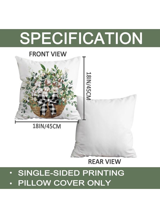 FUTBU Farmhouse Throw Pillow Covers 18x18 Inch Set of 4, Faith Family Farm Farm Cushion Case Decoration for Sofa Couch Set of 4 for Home Sweet Home Gift Green - Image 2