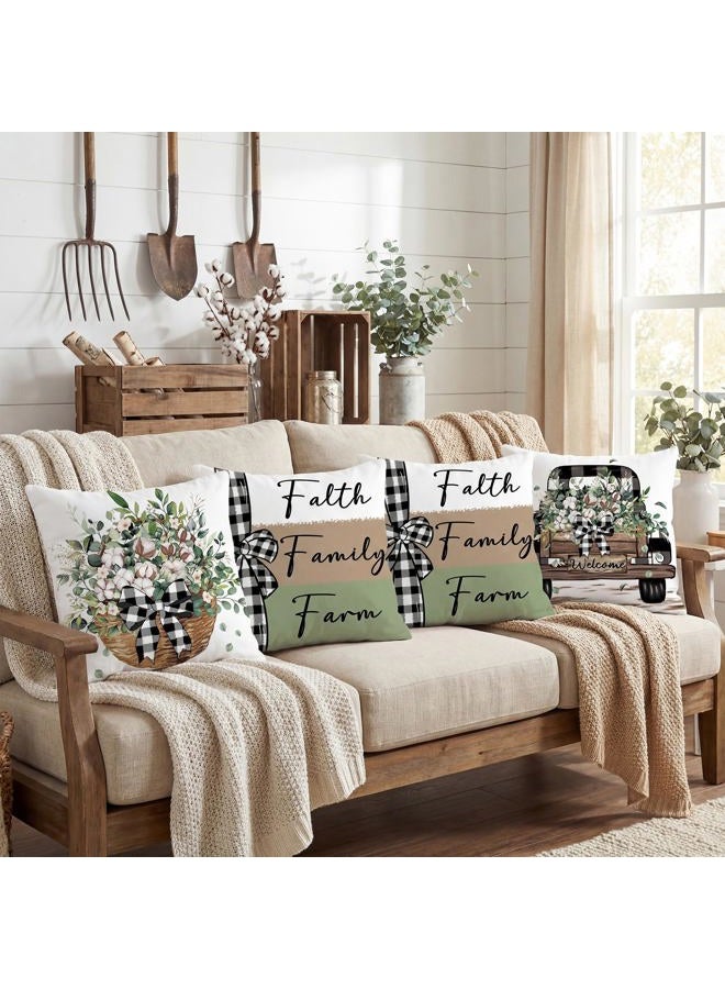 FUTBU Farmhouse Throw Pillow Covers 18x18 Inch Set of 4, Faith Family Farm Farm Cushion Case Decoration for Sofa Couch Set of 4 for Home Sweet Home Gift Green - Image 5