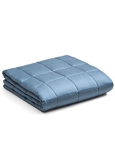 YnM YnM Cooling Weighted Blanket  OekoTex Certified Material with Premium Glass Beads Blue Grey 80x87 30lbs 140240lb Persons Sharing Use on QueenKing Bed  A Duvet Included 