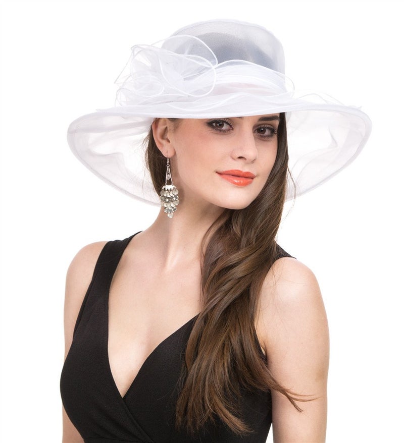 SAFERIN® Women's Church Christening Derby Kentucky Wedding Formal Party Hat White5 - Image 2