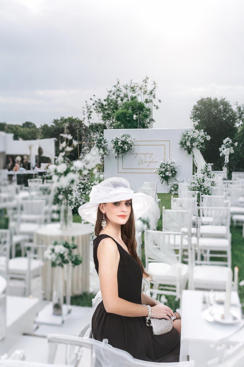 SAFERIN® Women's Church Christening Derby Kentucky Wedding Formal Party Hat White5 - Image 4