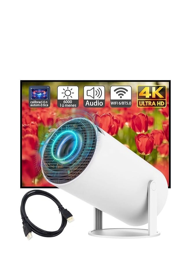 Projector 4K Mini Portable Projector –  with WiFi 6 Mini Projector BT 5.0 of 200ANSI Brings HDMI Cable, Projector for Home Theater, Compatible with Phone/Android/Tablets/PC/TV Stick/Box/USB  - Image 1