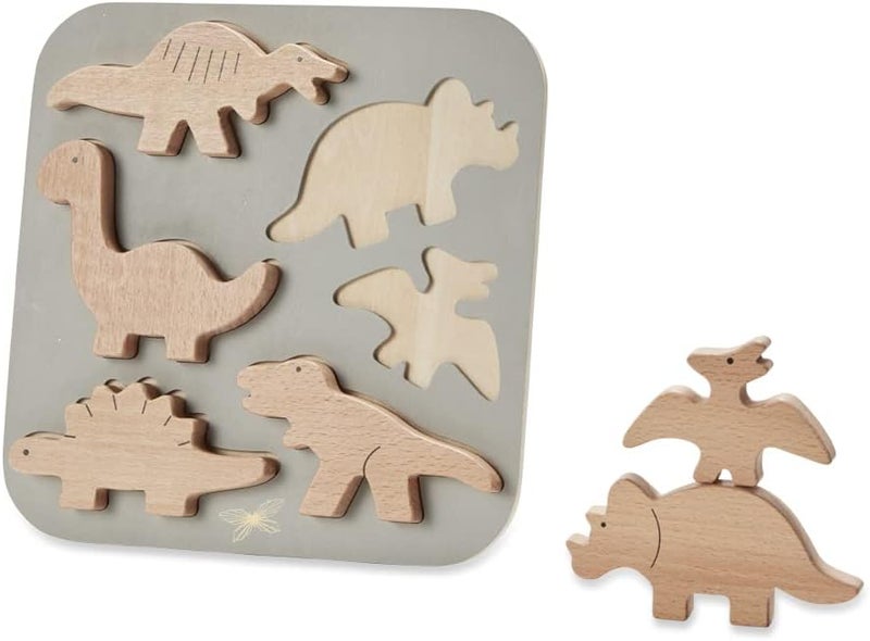 ByAstrup Dinosaur Shape Puzzle - 6-Piece Wooden Puzzle (18.5 x 12.5 cm) - Image 1