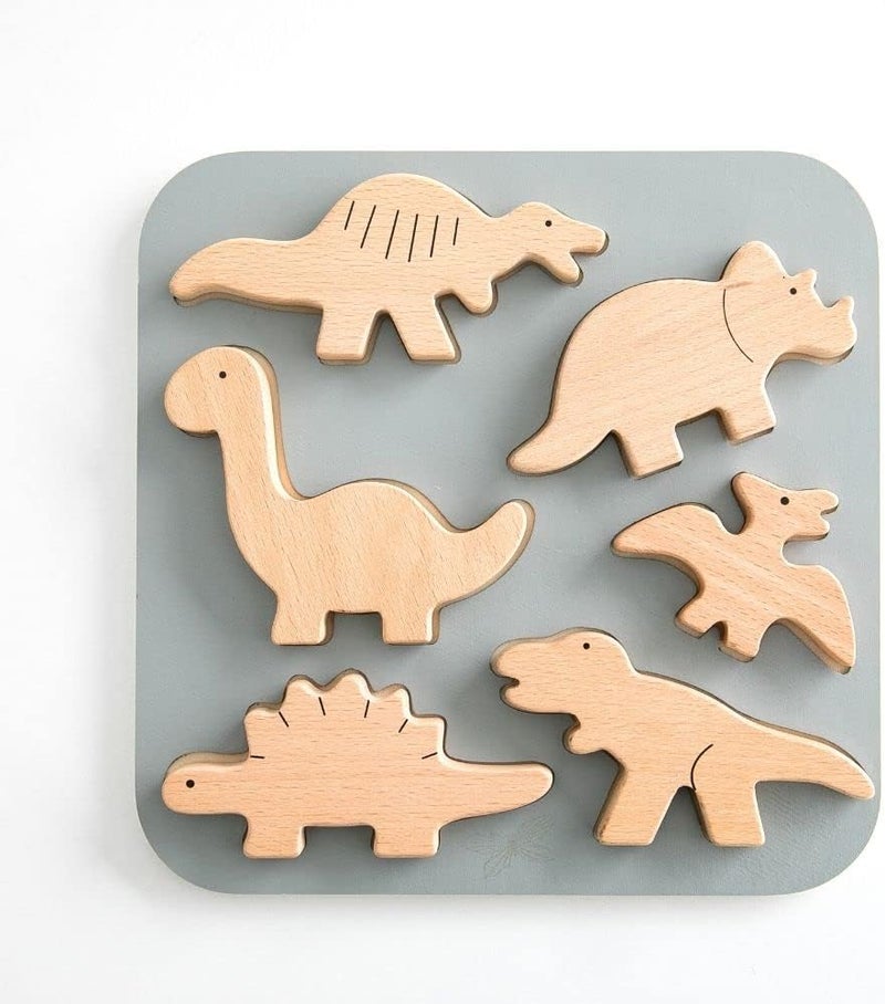 ByAstrup Dinosaur Shape Puzzle - 6-Piece Wooden Puzzle (18.5 x 12.5 cm) - Image 2