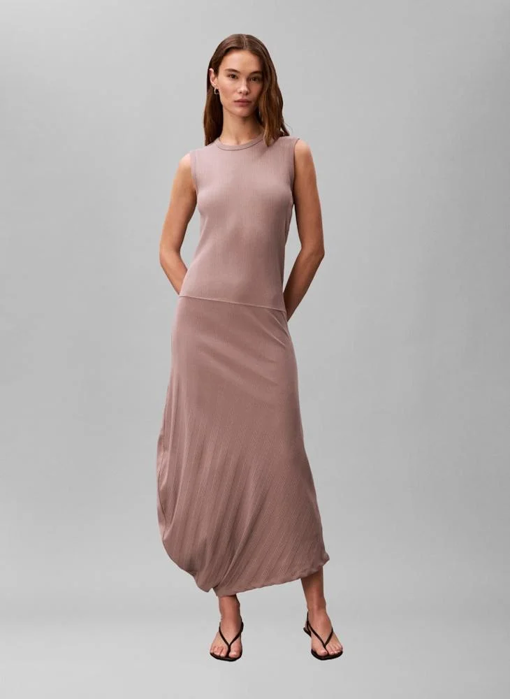 Casual Sl Varigated Rib Asym Draped Mid