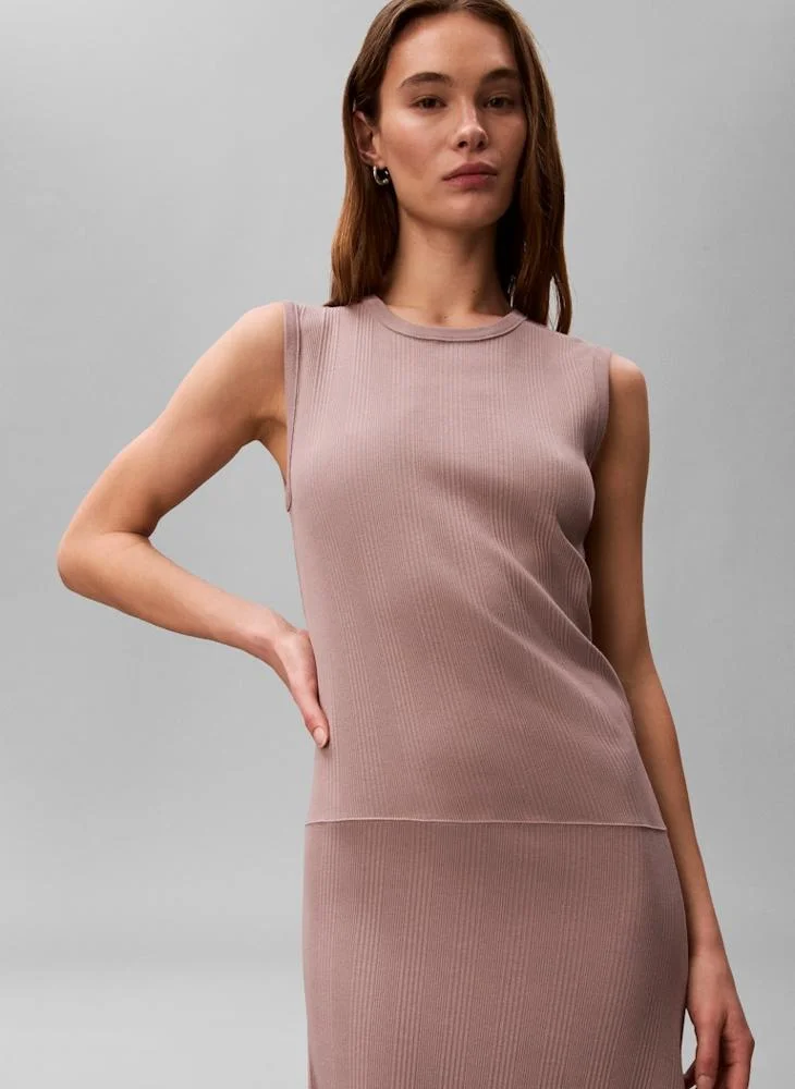 CALVIN KLEIN  Casual Sl Varigated Rib Asym Draped Mid for Women | Best Price UAE