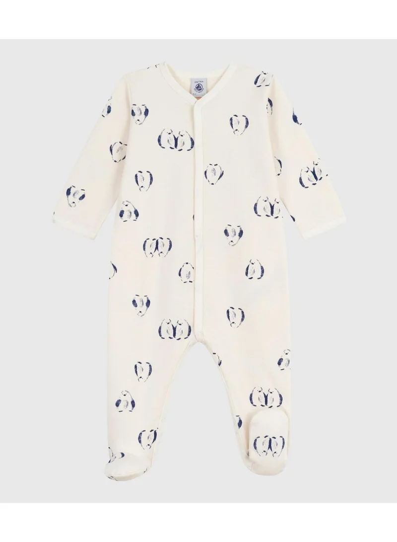 Petit Bateau Babies' floral-print brushed fleece pyjamas with a petal collar