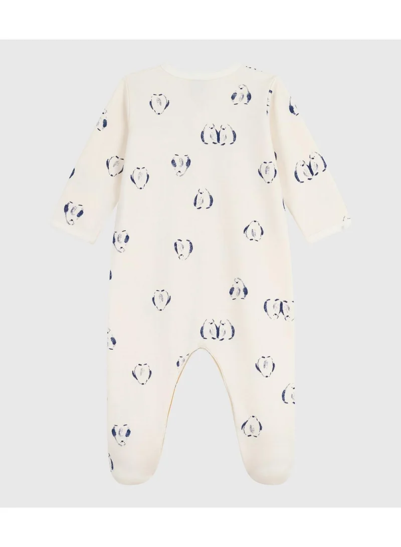 Petit Bateau Babies' floral-print brushed fleece pyjamas with a petal collar