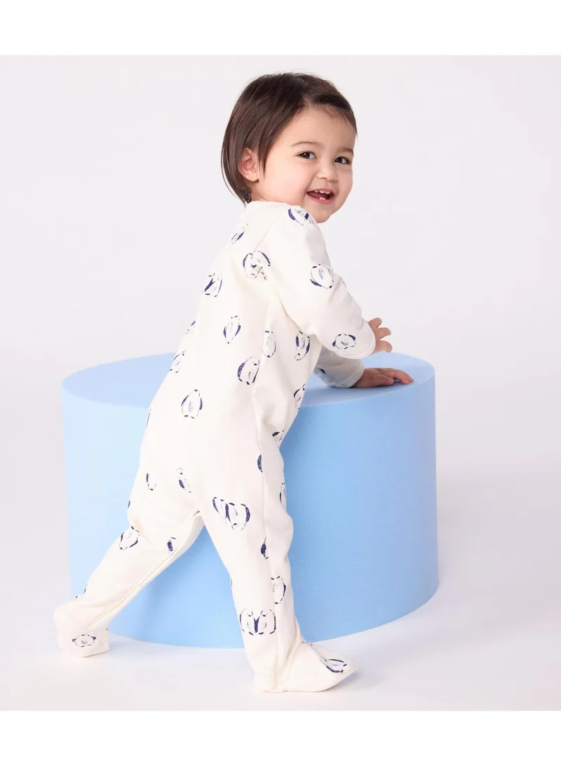 Petit Bateau Babies' floral-print brushed fleece pyjamas with a petal collar