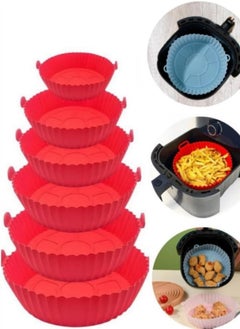 Set of 6 Different Sizes Non-Stick Silicone Air Fryer Molds, Food Safe Round Air Fryer Silicone Pan Mold, Air Fryer Liner Replacement for Flammable Parchment Paper, Reusable Oven Basket, Kitchen Oven Accessories, Suitable for Air Fryer Base Sizes Starting from 8cm to 20cm (Multiple Colors Come Randomly)